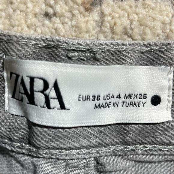 New Zara Midrise Metallic Sparkle Slim Straight Silver Grey Jeans - Picture 7 of 13